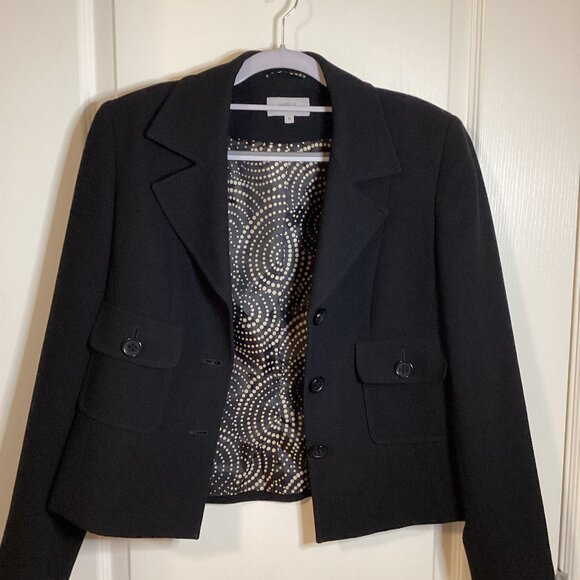 Marks & Spencer Vintage Women's Black Blazer Lined Cropped Classic Office UK 10 - Picture 2 of 7
